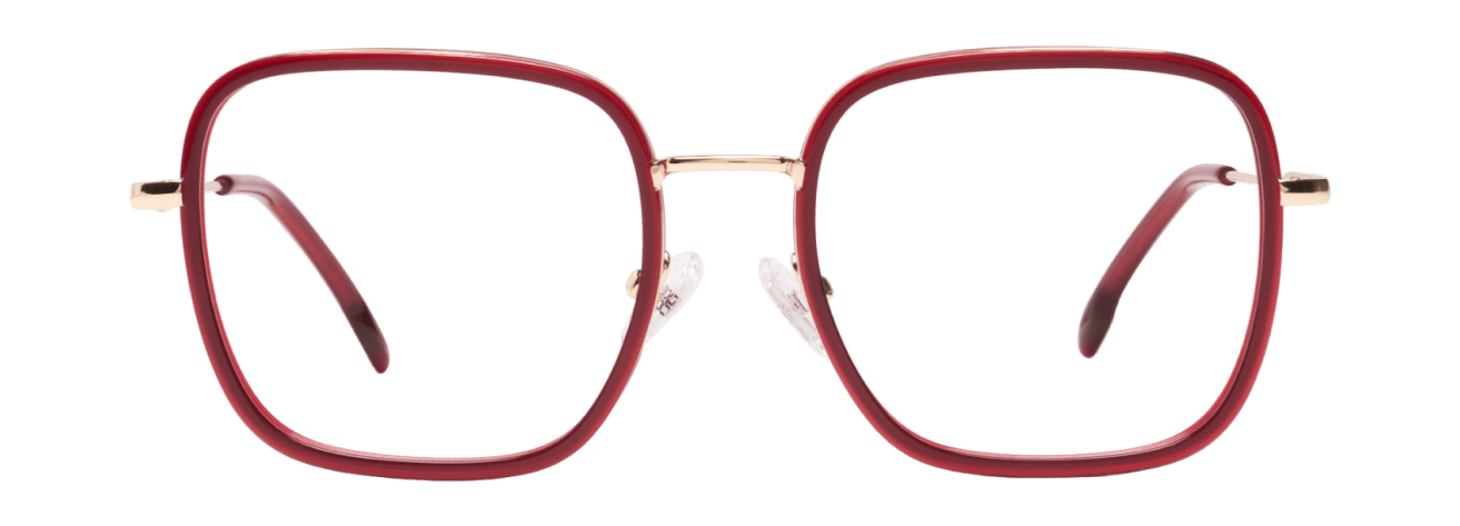ARETHA – Lunette Carré BORDEAUX MILKY OR BRILLANT pour Femme