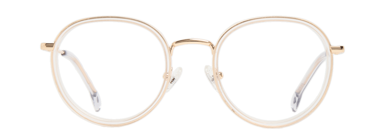 MORGANE – Lunette Ronde TRANSPARENT OR BRILLANT pour Femme