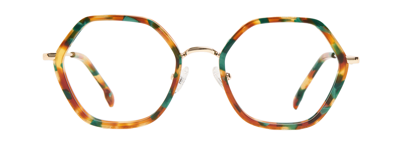 JENNA – Lunette Carré ECAILLE VERTE OR BRILLANT pour Femme