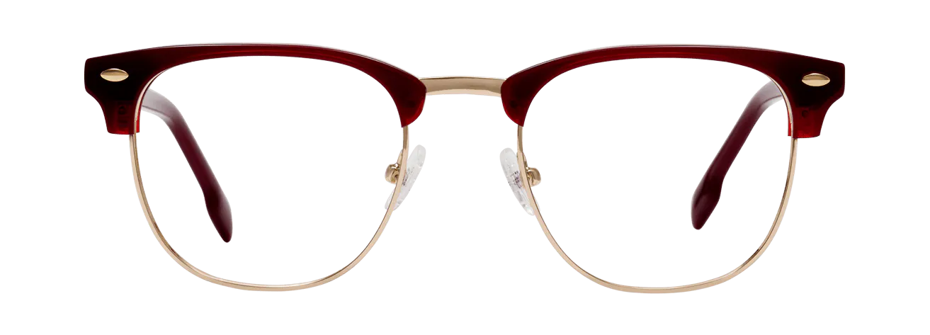 MIKAEL – Lunette Carré BORDEAUX PLEIN OR BRILLANT pour Femme