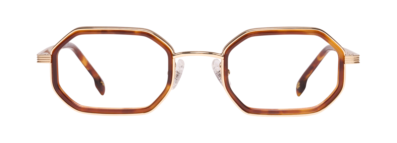 KENITO – Lunette Rectangle ECAILLE CLAIRE OR BRILLANT pour Homme